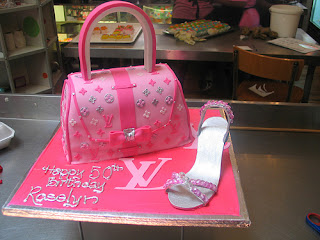 Louis Vuitton Pink and Silver handbag cake