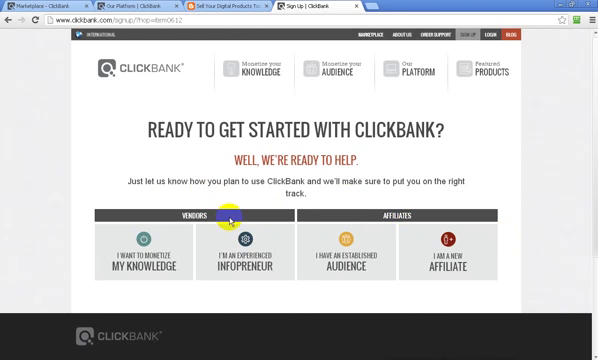 ready to get start clickbank.