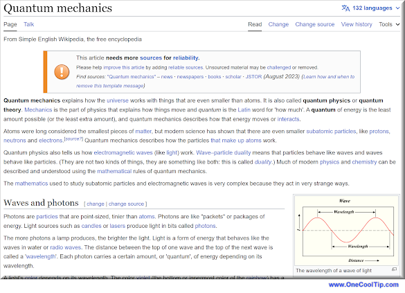 Wikipedia - Simple English Article on Quantum Mechanics