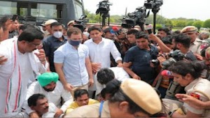 विरोध प्रदर्शन के दौरान अरेस्ट हुए राहुल गांधी, कहा - देश में पुलिस राज मोदी जी हैं ‌ राजा Rahul Gandhi arrested during protest