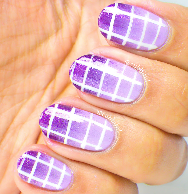 Violet Gradient and Grid Nails