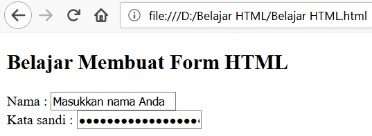 Atribut name dan value pada tag input dalam form HTML
