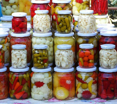 Pickles-garlic-hot peppers-