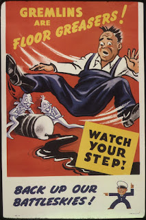 A World War II gremlin-themed industrial safety poster