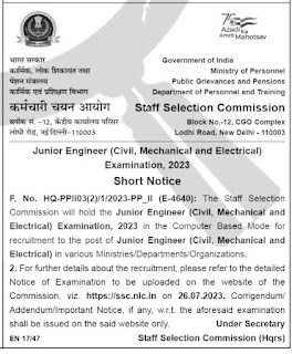 SSC JE Recruitment 2023 1324 Vacancies; Online Application Form