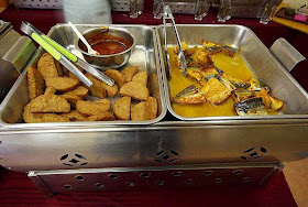 trays of buffet servings