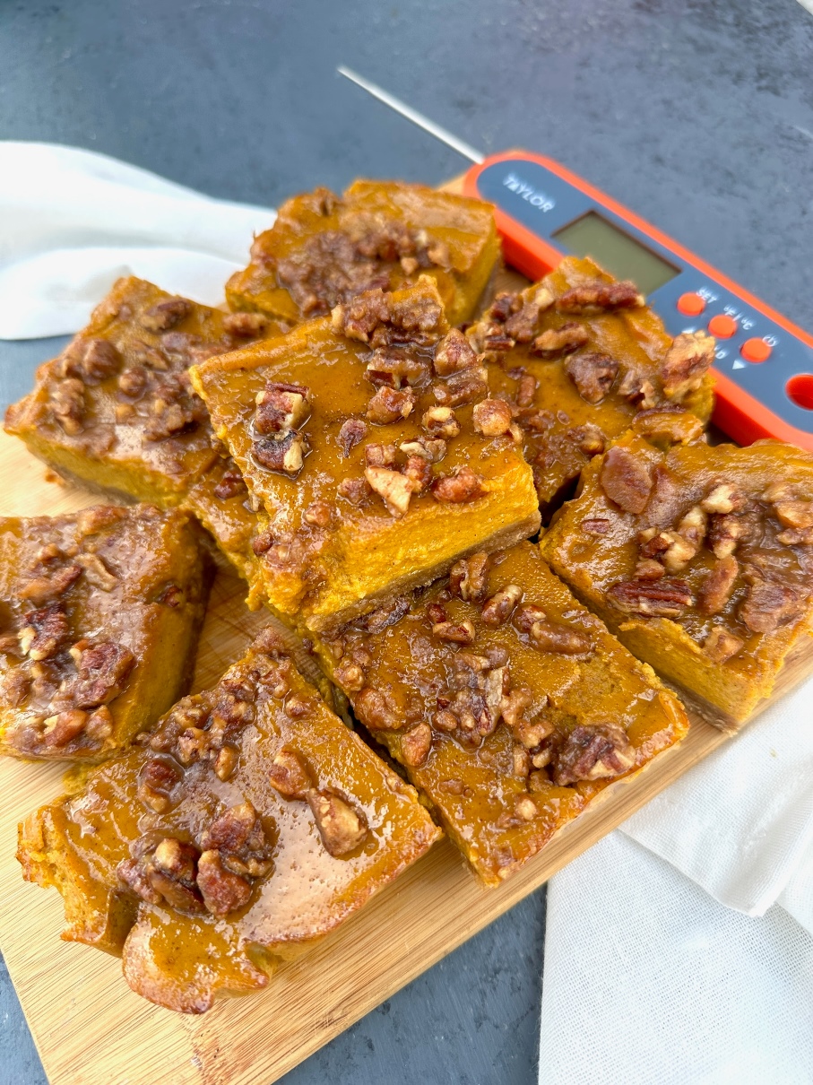 Pumpkin Pie Bars with Pecan Topping