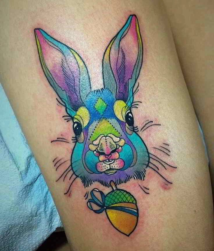 tatuaje de conejito en colores