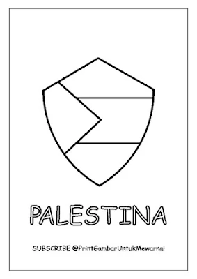 Gambar Mewarnai Bendera Palestina PDF Bentuk Tameng (Perisai) 1