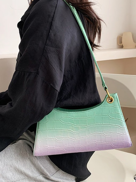 Korean Style Contrast Color Armpits Small Tote Handbag