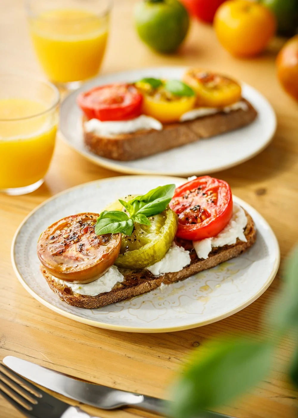 Isle Of Wight Muffin Tray Tomatoes With Mozzarella On Bruschetta