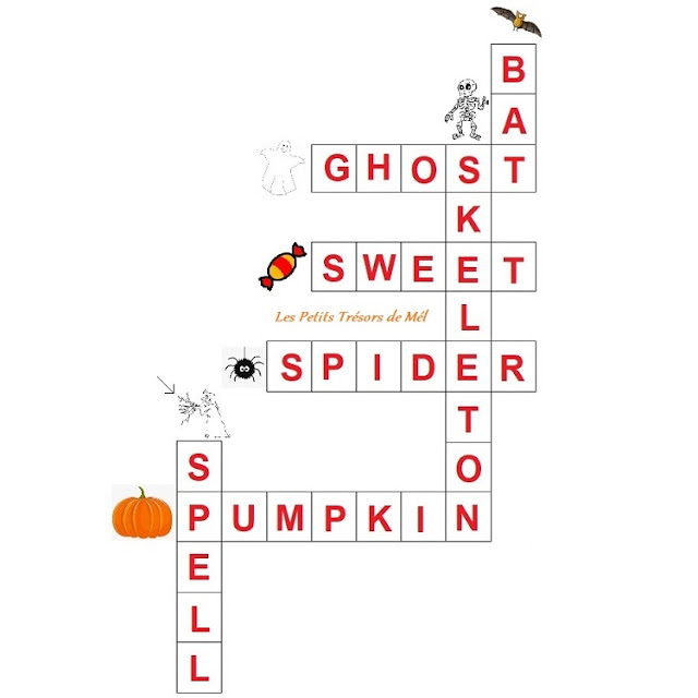 Solution de la grille de mots croisés en anglais sur Halloween.