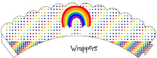 Rainbow, Free Printable Cupcake Wrappers. 