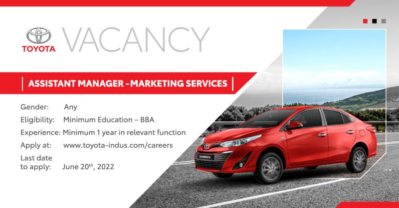 Toyota Indus Motor Company Ltd Jobs Assistant Manager - Marketing Services