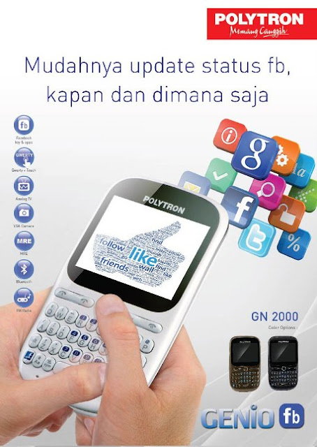 Polytron GN2000, HP TV Qwerty Lokal Layar Sentuh, Murah, Dual SIM, Harga Rp 299.000,-