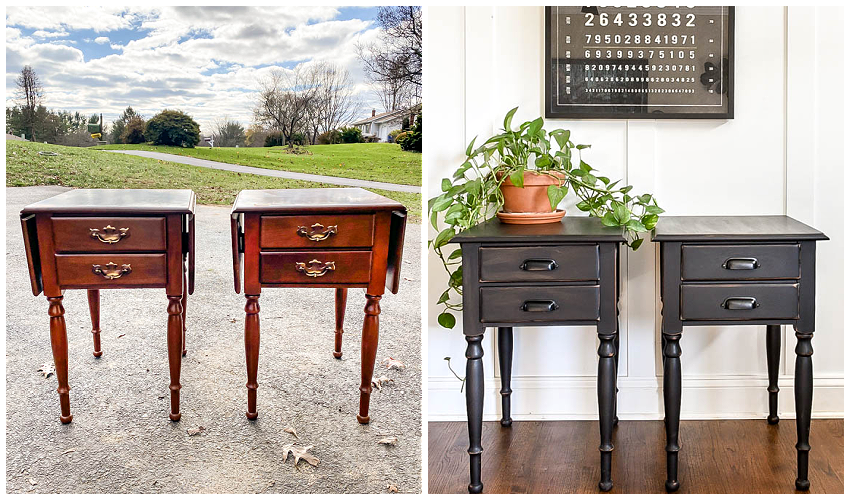 dated drop leaf side table makeover