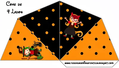 Halloween Bear and Witch: Free Printables, Party Favor Boxes.