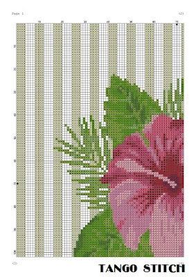 Hibiscus tropical flower cross stitch pattern