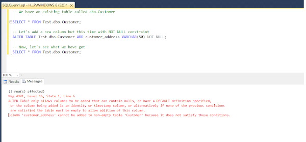 SQL Server ALTER table Add Column with NOT NULL constraint