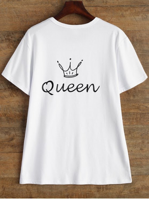 Jewel Neck Queen Crown T-Shirt