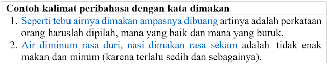 5 contoh kalimat peribahasa dengan kata dimakan dan artinya di bahasa Indonesia