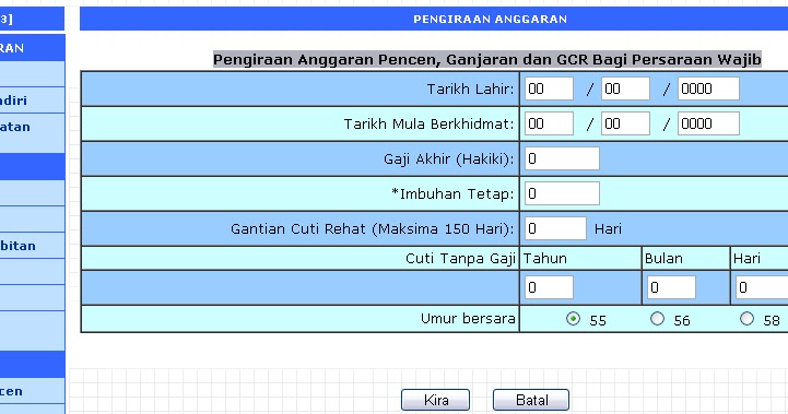 Soalan dan kertas kerja: Pengiraan Anggaran Pencen 