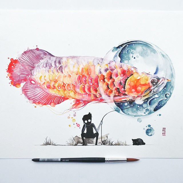 Amazing Watercolor Painting Mr. Black Editions