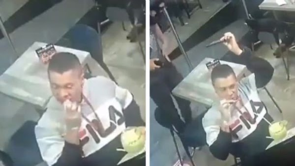 En medio de un asalto sujeto sigue comiendo alitas a lado de su bella novia "No tuve miedo" dijo (Video)