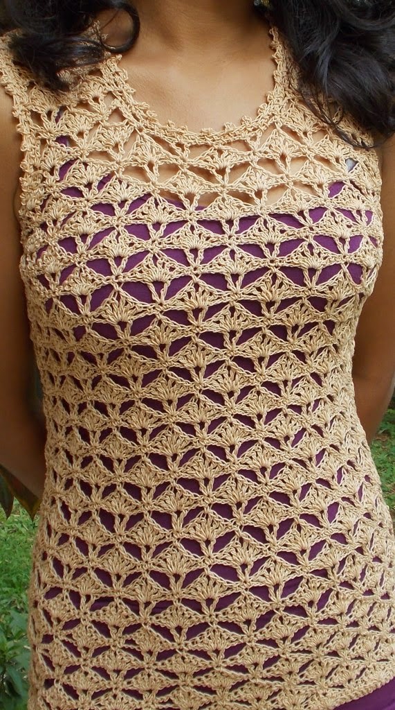 Sweet Nothings Crochet free crochet patterns, free crochet pattern, free crochet top pattern, free crochet shelled top pattern, free crochet ladies top pattern, free crochet easy top pattern,