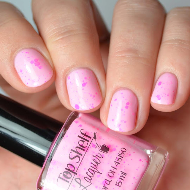 pink nail polish with neon pink glitter