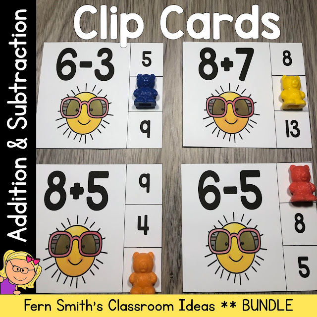 Click Here to Download These Sunny Addition and Subtraction Clip Card Bundle For Your Students Today!