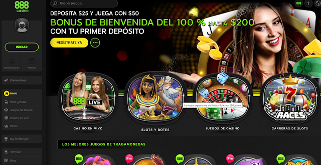 Regístrate en 888 casino y obten un bonus del 100% hasta $200