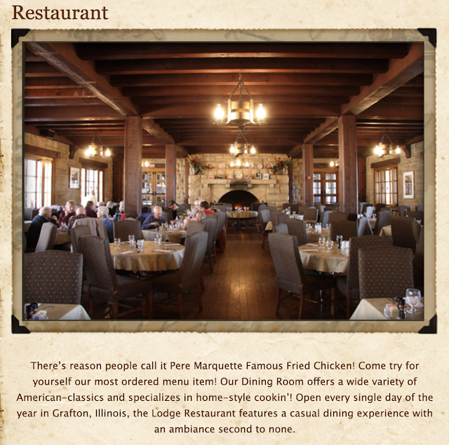 color photo of restaurant dining room Pere Marquette lodge Grafton Illinois