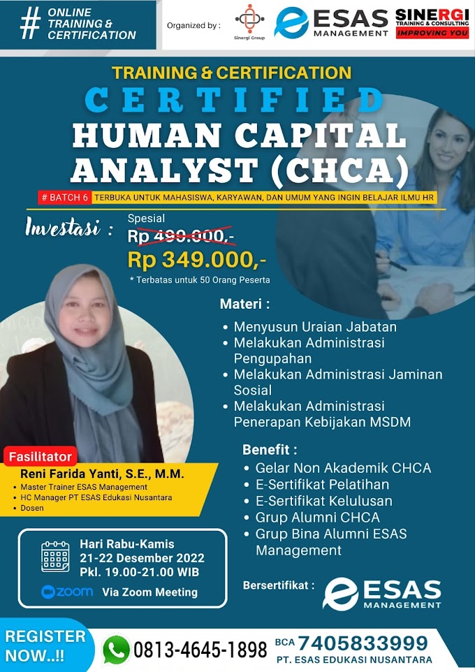 WA.0813-4645-1898 | Certified Human Capital Analyst (CHCA) 21 Desember 2022