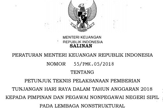 Download Peraturan Pemerintah PP dan Peraturan Menteri Keuangan Republik Indonesia PMK Tentang Pemberian Tunjangan Hari Raya THR dan Gaji Ke13 Tahun 2018