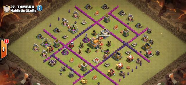 Base COC Town Hall (TH) 7 War Terkuat Dan Terbaru 2016 (Anti Naga)