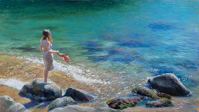 AT TOSSA CODOLAR BEACH, 2022 painting Vladimir Volegov