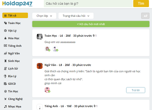 Hoidap247 - Hỏi đáp bài tập Toán, tiếng Anh nhanh miễn phí mới nhất a