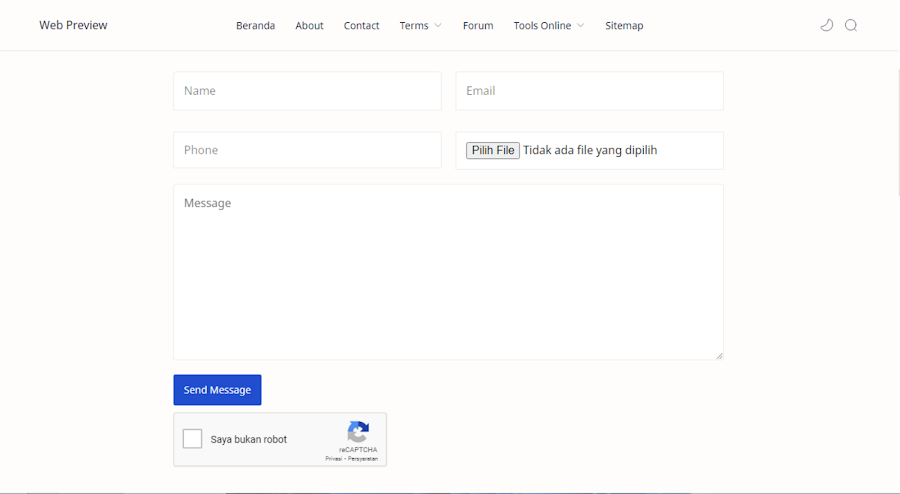 Pasang reCaptcha dan Upload File di Contact Form Blogger