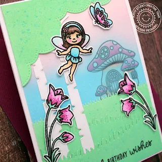 Sunny Studio Stamps: Garden Fairy Slimline Dies Rustic Winter Dies Fairy Themed Birthday Card by Vanessa Menhorn