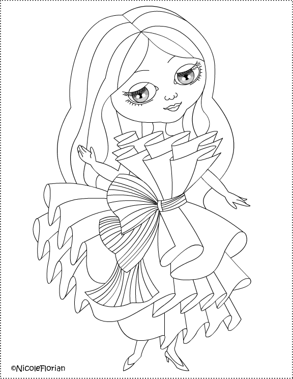 Paper dress for little doll * Coloring and crafting title=