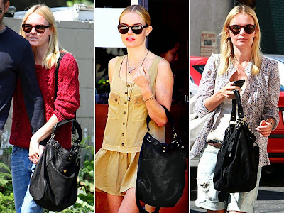 To accentuate her low-key outfits, Kate Bosworth, is using a slouchy Vanessa Bruno satchel.