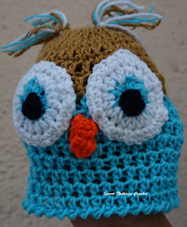 free crochet pattern, free crochet headwear pattern, free crochet beanie pattern, free crochet new born baby cap, free crochet preemie baby cap, free crochet owl cap, free crochet sleeping owl cap, Oswal Cashmilon, donation ideas,