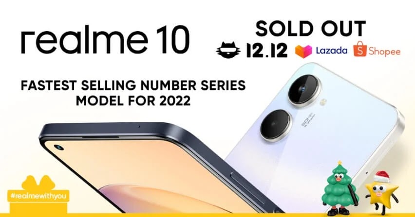 realme 10 sold out on both Shopee and Lazada during the 12.12 Mega Pamasko sale!