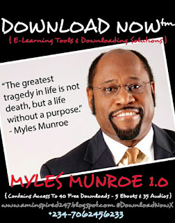 Introducing DOWNLOAD NOW™: MYLES MUNROE 1.0 Download Guide. This is an e-learning tool for finding high-value free downloads within 10 seconds, and downloading without stress - without wasting your time, energy and data.    Details: Contains access to 40 FREE DOWNLOADS - 5 eBOOKS & 35 MP3 DOWNLOADS by Dr. MYLES MUNROE, which include:    1. THE GLORY OF LIVING , by Dr. MYLES MUNROE  2. 365 DAYS DEVOTIONAL , by Dr. MYLES MUNROE  3. KINGDOM PRINCIPLES , by Dr. MYLES MUNROE  4. THE PURPOSE AND POWER OF PRAISE AND WORSHIP , by Dr. MYLES MUNROE  5. THE PURPOSE AND POWER OF LOVE,AND MARRIAGE , by Dr. MYLES MUNROE  6. THE MYTH OF SINGLENESS , by Dr. MYLES MUNROE  7. KINGDOM KEYS TO SUCCESSFUL RELATIONSHIPS , by Dr. MYLES MUNROE  8. KINGDOM PRINCIPLES FOR FAMILY EXCELLENCE , by Dr. MYLES MUNROE  9. KINGDOM PRINCIPLES OF LOVE AND MARRIAGE , by Dr. MYLES MUNROE  10. WHY MEN NEED VISION AND DREAMS , by Dr. MYLES MUNROE  11. DIE EMPTY , by Dr. MYLES MUNROE  12. MAXIMIZE LIFE , by Dr. MYLES MUNROE  13. THE DANGER OF UNREGULATED CHANGE , by Dr. MYLES MUNROE  14. TEN KEYS FOR PERSONAL SUCCESS , by Dr. MYLES MUNROE  15. HOW TO FACE THE FUTURE WITH FEARLESS CONFIDENCE , by Dr. MYLES MUNROE  16. THE POWER OF PLANNING AND CHANGE , by Dr. MYLES MUNROE  17. THE KEY TO LIVING YOUR FUTURE , by Dr. MYLES MUNROE  18. THE HOLY SPIRIT , by Dr. MYLES MUNROE  19. MAXIMISING YOUR FAITH , by Dr. MYLES MUNROE  20. EVERYONE WANTS POWER , by Dr. MYLES MUNROE  21. UNDERSTANDING THE KINGDOM OF GOD , by Dr. MYLES MUNROE  22. THE GREAT COMMISSION , by Dr. MYLES MUNROE  23. BEING THE YEAST , by Dr. MYLES MUNROE  24. THE PURPOSE OF PRAYER , by Dr. MYLES MUNROE  25. EARTHLY LICENSE FOR HEAVENLY INTERFERENCE , by Dr. MYLES MUNROE  26. HOW TO FAST EFFECTIVELY , by Dr. MYLES MUNROE  27. KINGDOM AND THE TRAGEDY OF TRADITION(PART 1 OF 2) , by Dr. MYLES MUNROE  28. KINGDOM AND THE TRAGEDY OF TRADITION(PART 2 OF 2) , by Dr. MYLES MUNROE  29.    THE PRIORITY OF JESUS , by Dr. MYLES MUNROE  30. WEALTH REDEFINED (SESSION 1) , by Dr. MYLES MUNROE  31. KEYS TO PERSONAL LEADERSHIP , by Dr. MYLES MUNROE  32. 12 PRINCIPLES OF PERSONAL LEADERSHIP , by Dr. MYLES MUNROE  33. KINGDOM POWER OF SELF-GOVERNMENT , by Dr. MYLES MUNROE  34. THE RESPONSIBILITY OF FREEDOM , by Dr. MYLES MUNROE  35. THE ROLE OF MEN'S PERSONAL IDENTITY IN NATION-BUILDING , by Dr. MYLES MUNROE  36. MEDIA VAULT SEMINAR ON LEADERSHIP , by Dr. MYLES MUNROE  37. KINGDOM KEYS FOR TRANSFORMING SOCIETY[Part 1 of 3] , by Dr. MYLES MUNROE  38. KINGDOM KEYS FOR TRANSFORMING SOCIETY[Part 2 of 3] , by Dr. MYLES MUNROE  39. KINGDOM KEYS FOR TRANSFORMING SOCIETY[Part 3 of 3] , by Dr. MYLES MUNROE  40. THE POWER PRINCIPLE OF CHARACTER IN LEADERSHIP, by Dr. MYLES MUNROE    PRICE: N5,000 { N1000 TILL SEPTEMBER 10, 2019. ENJOY 80% DISCOUNT}    TO ORDER: 1. BUY DIRECTLY ONLINE HERE  Or   2. Pay to:     AZUMA UCHECHUKWU  00473 52256  ACCESS BANK {NIGERIA}    {You can pay by cash deposit, mobile transfer, ATM Transfer, Recharge cards, etc.}    2. Send your details to (+234) 07062456233 using the format:    MYLES MUNROE 1.0  Names  Email Address  Whatsapp phone number    Downloads will be in your mailbox/Whatsapp at most within 10 minutes after confirmation of payment.  *You can attach screenshots of payment to quicken confirmation of payment.    To more enquiries, Call/SMS/Whatsapp: +234-7062456233, 09973191620          Blog: www.aminspired247.blogspot.com #DownloadNowX #qdBOOKS #qdAUDIOS