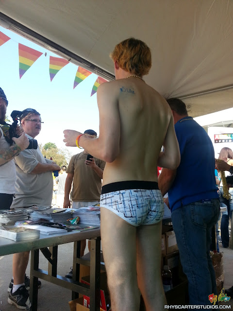 Austin PRIDE 2012 and Rhys Carter Studios Guy Blake Barnett wearing Rockwood Underwear with TWIT Magazine