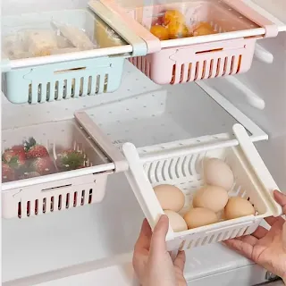 Adjustable Stretchable Fridge Organizer Drawer Basket Refrigerator Pull-out Drawers Fresh Spacer Layer Storage Rack  hown - store