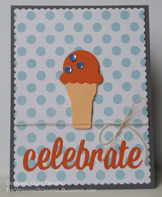 Handmade card using MFT Celebratory Greetings and Sweet Treats Die