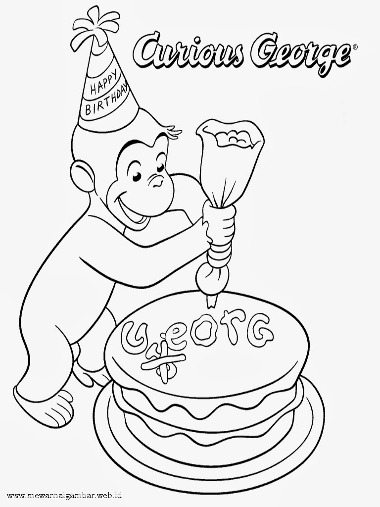 Mewarnai Gambar Curious George  Mewarnai Gambar