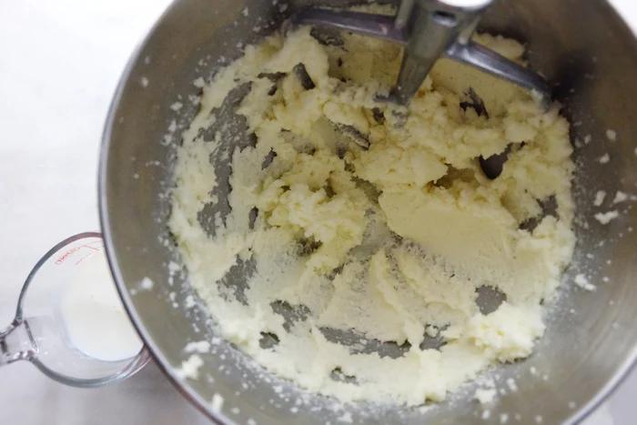 creaming butter and sugar in a mixer